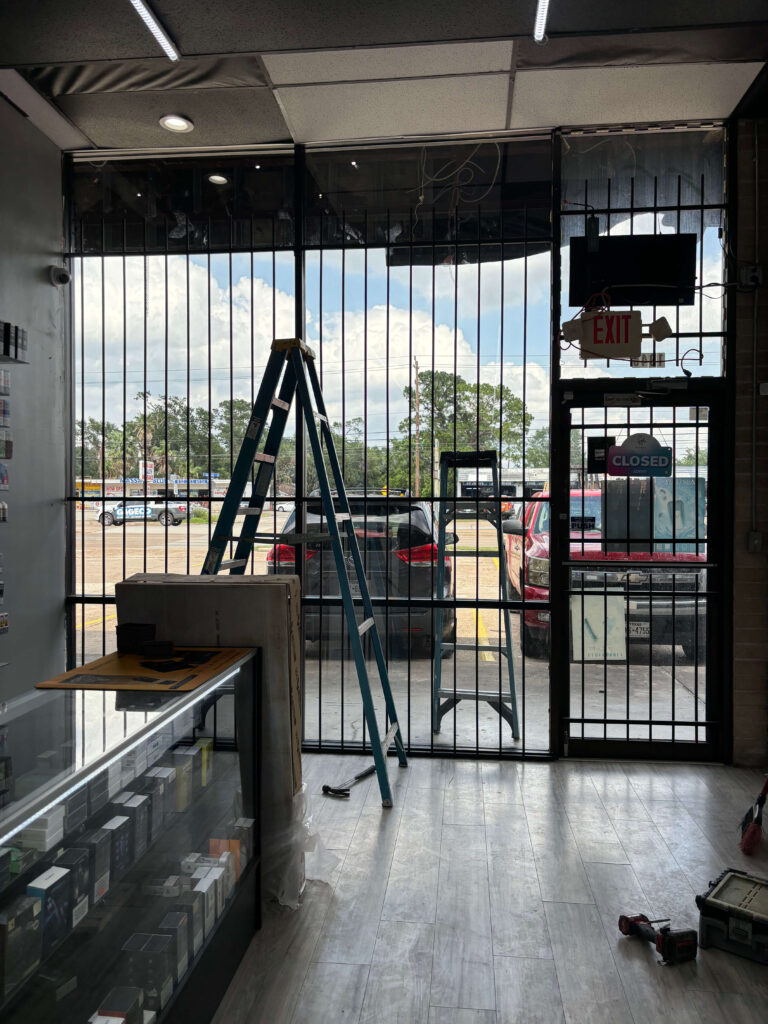 An image of a commercial security grille commercial locksmith in Rosenberg